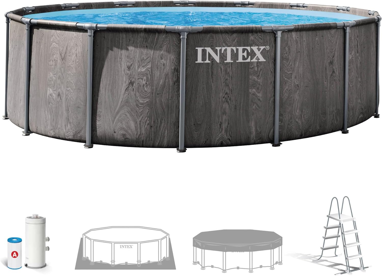 Intex 26742ND 4,57 m x 1,22 m Greywood Prism Frame Premium Pool Set