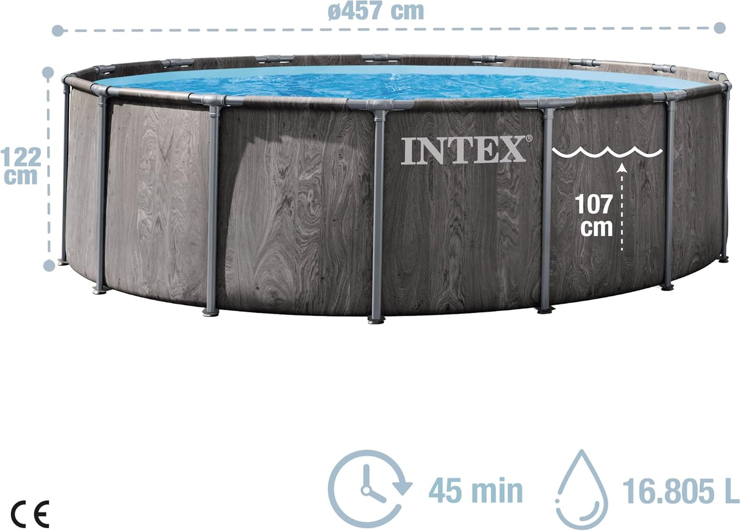 Intex 26742ND 4,57 m x 1,22 m Greywood Prism Frame Premium Pool Set